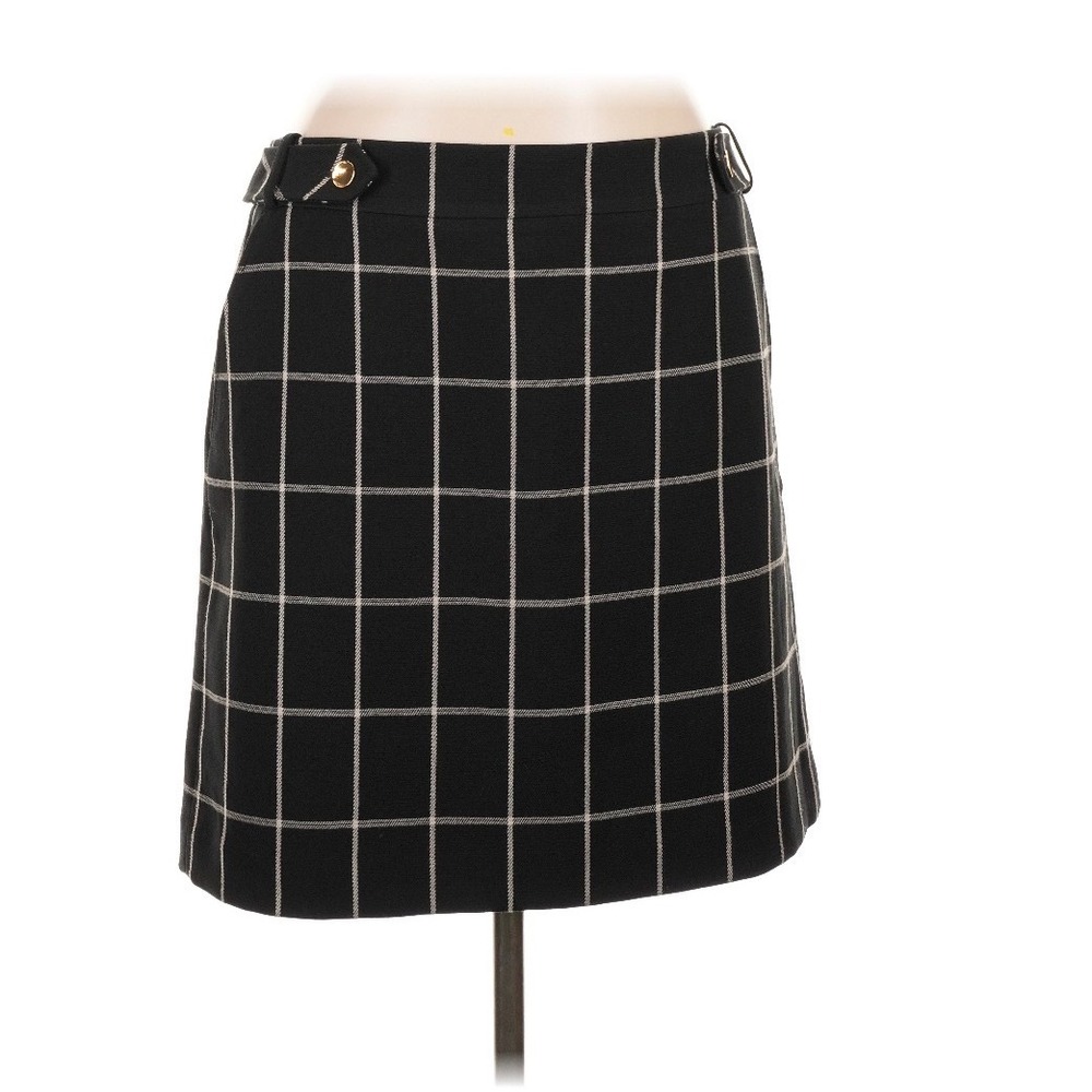 LOFT Windowpane Plaid A-Line Mini Skirt Women's Size 12 NWT Black White